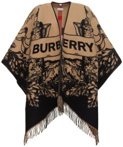 Burberry Beige & Black EKD Check Wool Reversible Cape